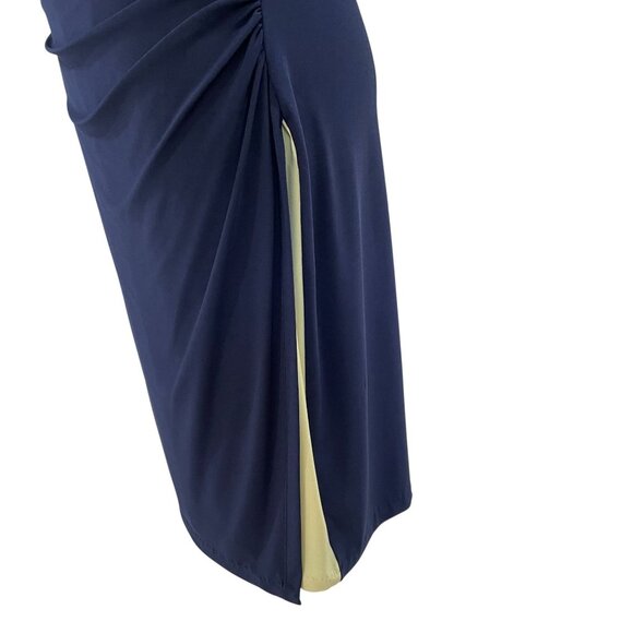 Lauren Ralph Lauren Dress SZ 8 Navy Yellow Sheath Career Minimalist Classic Chic - Picture 9 of 10